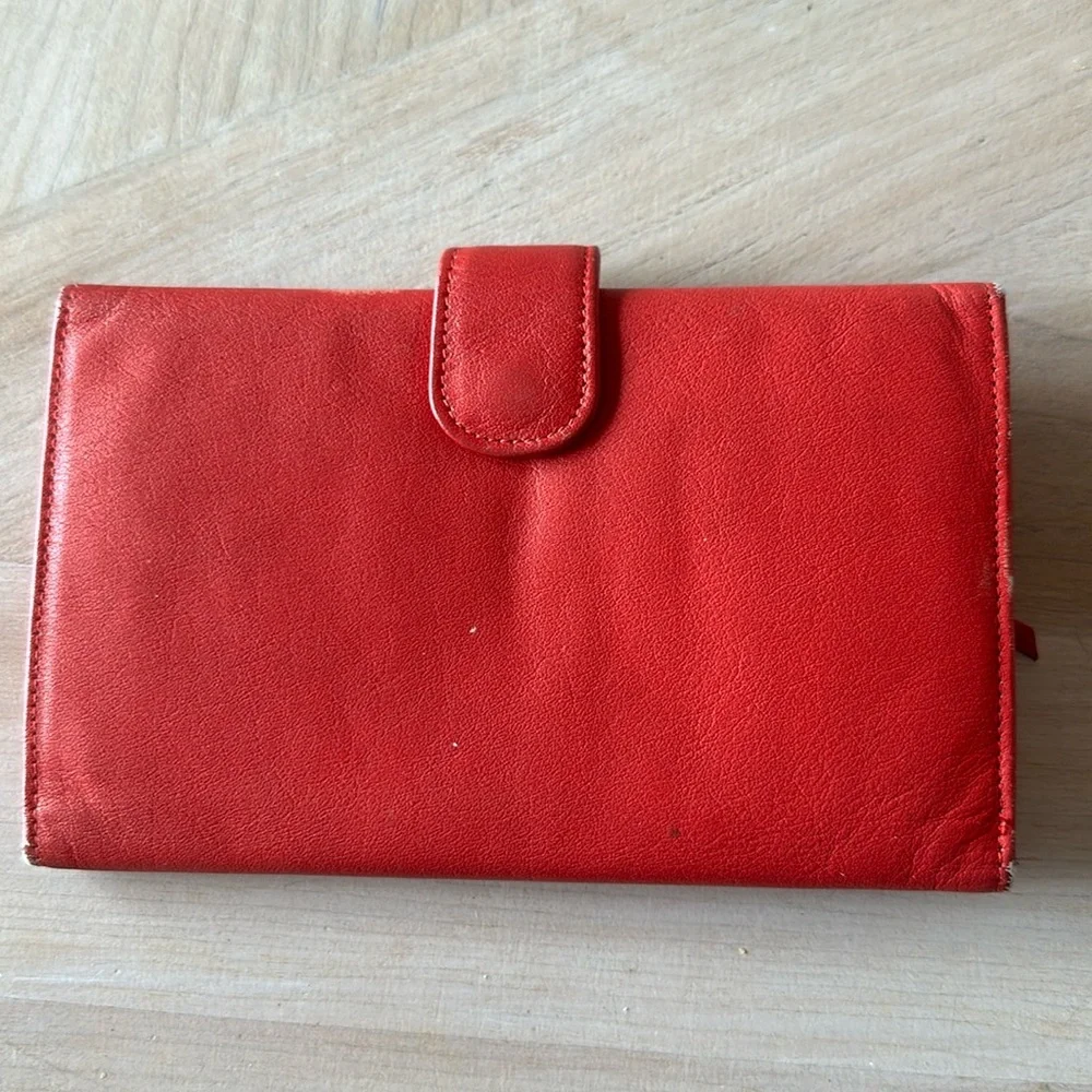 Vintage Mundi red Nappa cowhide leather wallet